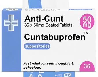 Anti-Cunt Pill Medication Box Realistic Prescription Joke Gag Funny + Free Prescription Bag & Sticker