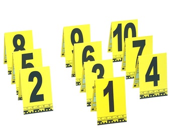 10 PACK - CSI Crime Scene Number Markers - Funny Novelty Murder Party Games Halloween Police Evidence