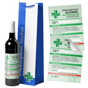 Borsa per bottiglie di alcol da prescrizione + adesivi