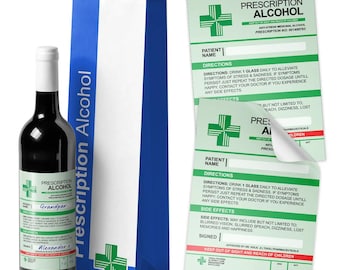 Prescription Alcohol Bottle Bag + Stickers