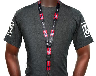 Norway Flag Lanyard | Detachable Keychain Strap with Metal Clip