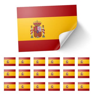 20 x Spaanse vlag stickers Spanje - rechthoek evenement Laptop reisfeest 8,5 x 5,5 cm