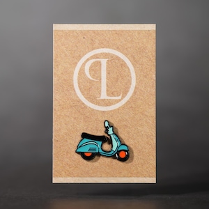 Cartoon Blue Scooter Pin Badge