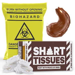 Fazzoletti Shart con scatola scherzoso divertente + sacchetto per rischio biologico (Fazzoletti Shart)