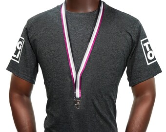 Asexual Pride Lanyard – Black, Grey, White & Purple Flag Design LGBTQ+ Identity, Pride, and Awareness Accessory