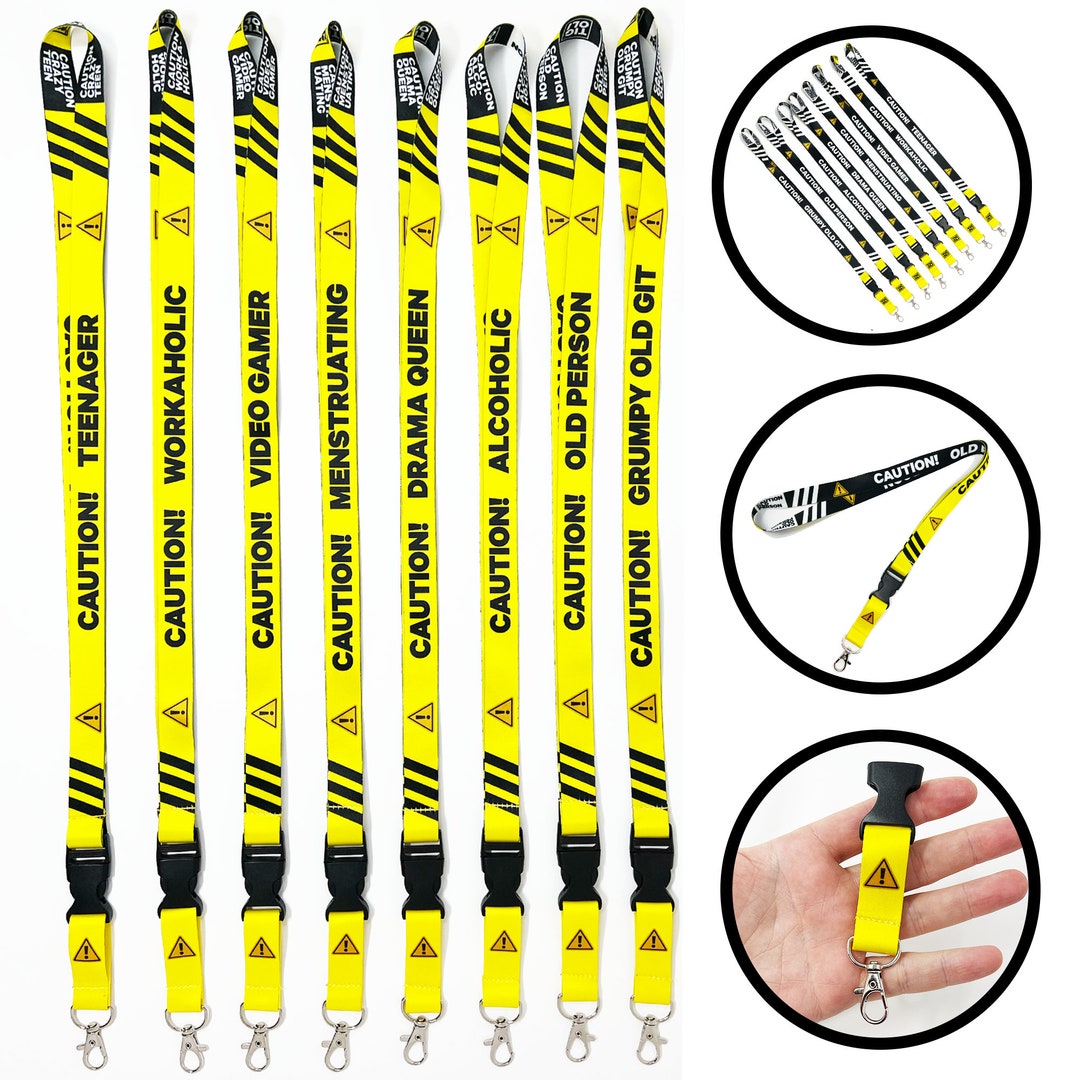 Caution Insanely Funny Lanyard Office Novelty Gifts Secret Santa Etsy UK