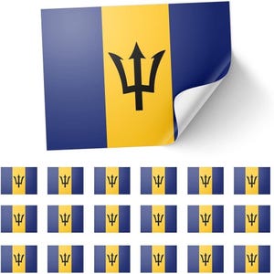 20 autocollants drapeau de la Barbade - Rectangulaires pour ordinateur portable événementiel, fête, 8,5 x 5,5 cm