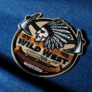 Vilda västernindianer Yxa-lapp Stryk-på (7x7 cm)
