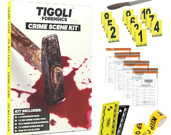 Crime Scene Murder Mystery Kit | Party Halloween Police Evidence Detective CSI Forensics