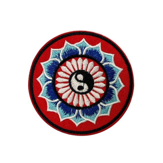 Toppa Termoadesiva Ricamata Ying Yang 7,5 Cm - Ecusson Per Vestiti, Giacca, Jeans