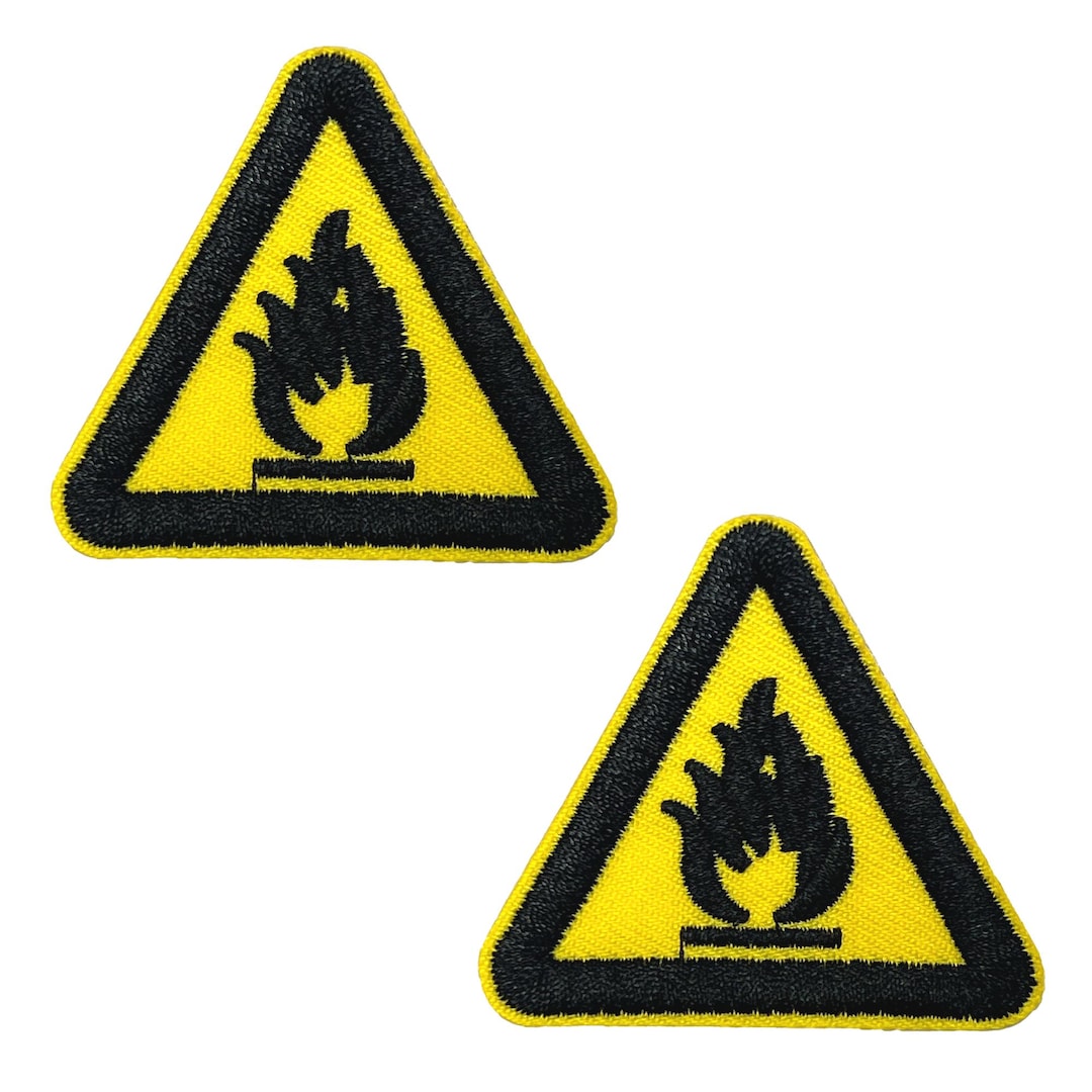 2 X Fire Triangle Hazard - Iron on Embroidery Patches (5cm) - Etsy