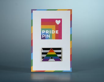 Straight Ally Pride Enamel Pin - Rainbow Lapel Badge (25mm x 15mm)