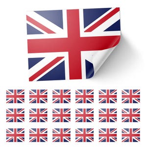 20 autocollants drapeau de l'Union Jack du Royaume-Uni - Rectangulaire événementiel pour ordinateur portable, fête, 8,5 x 5,5 cm