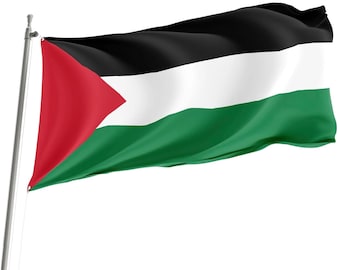 Bandera Palestina de 150 x 90 cm - Grande, poliéster, Festival de la Libertad de Gaza