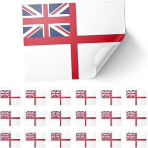 20 x Royal Navy witte vlagstickers - rechthoek evenement Laptop Travel Party 8,5 x 5,5 cm