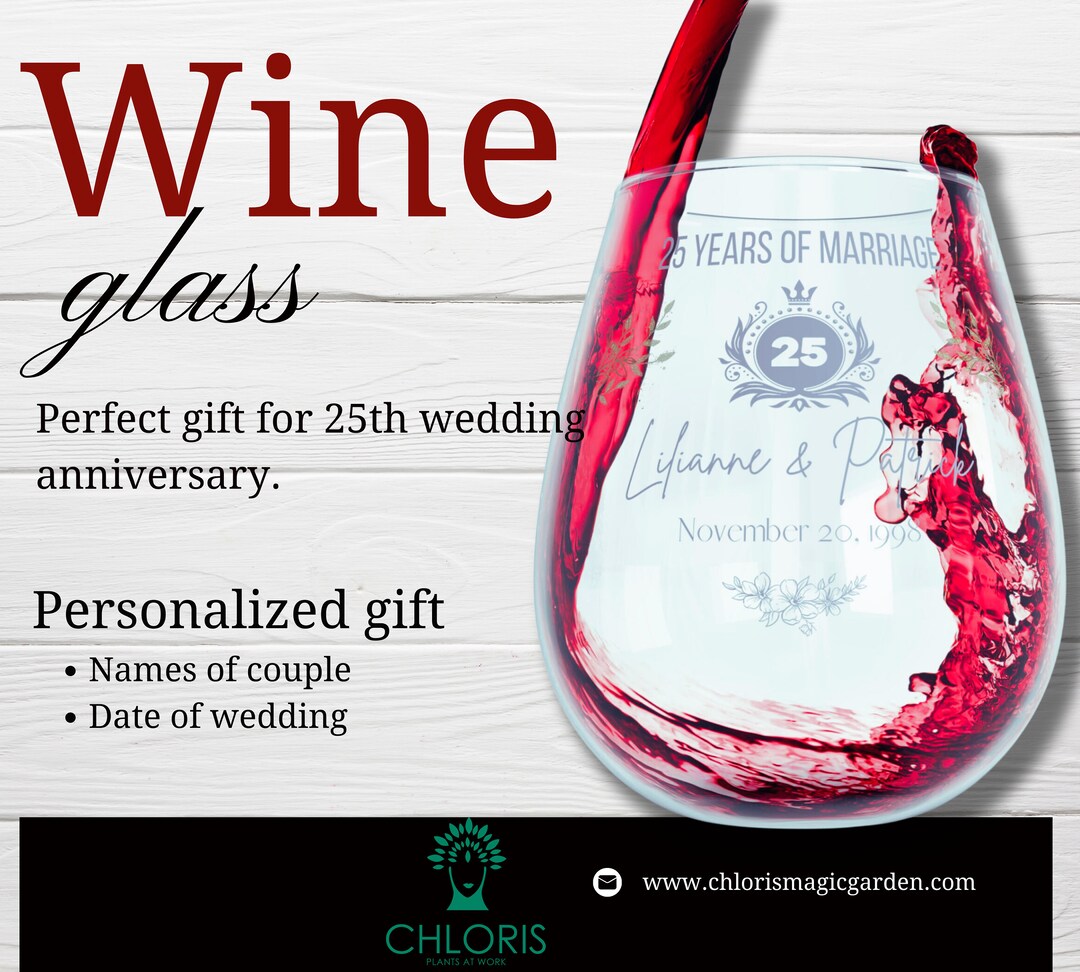 25th Anniversary Wine Glass Gift: Unveil Cherished Memories With Our ...