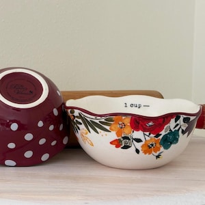 Vintage The Pioneer Woman Measuring Cups | Set of 2 - 1 cup and 1/2 cup | From My Frontier to Yours pattern | Dishwasher Safe