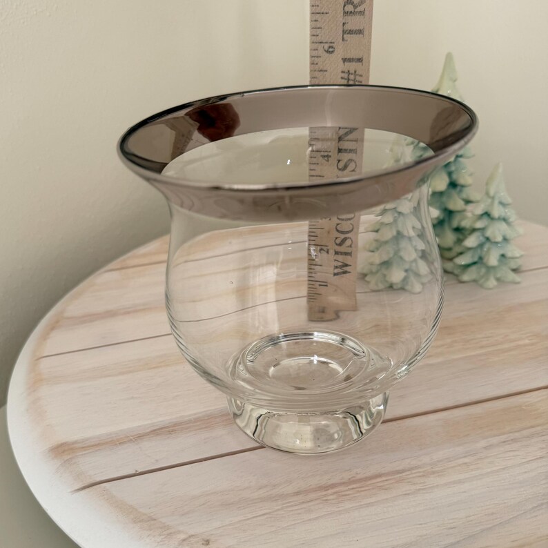 Mid Century Modern Hurricane Vase Silver Band Clear Glass Dorothy Thorpe Style 1960s-70s - Etsy