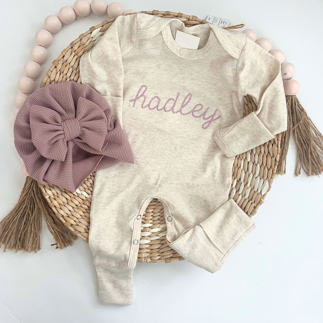 Newborn Girl Coming Home Outfit, Name Newborn Outfit, Embroidered Baby