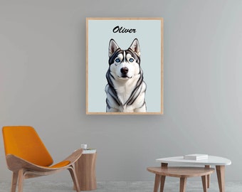 Custom Digital Pet Portrait, Personalized Dog and Cat Art, Handmade Pet Portrait from Photo, Pet Lover Gift, Unique Pet Gift Idea, Gifts