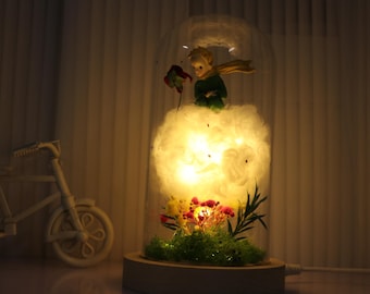 Little Prince Rose-lamp: handgemaakt glazen nachtlampje wolk
