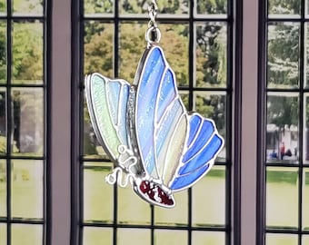 Handmade Mixed Color Opalescent Stained Glass Butterfly Suncatcher