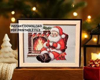 Weihnachtsmann-Kreuzstichmuster: Weihnachtskaffee (PDF-Muster)
