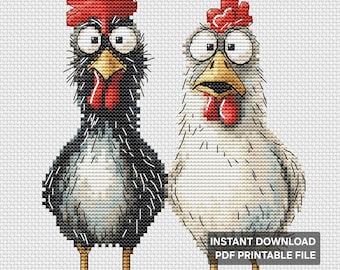 Sin café todavía – Patrón de punto de cruz de pollo divertido (PDF)