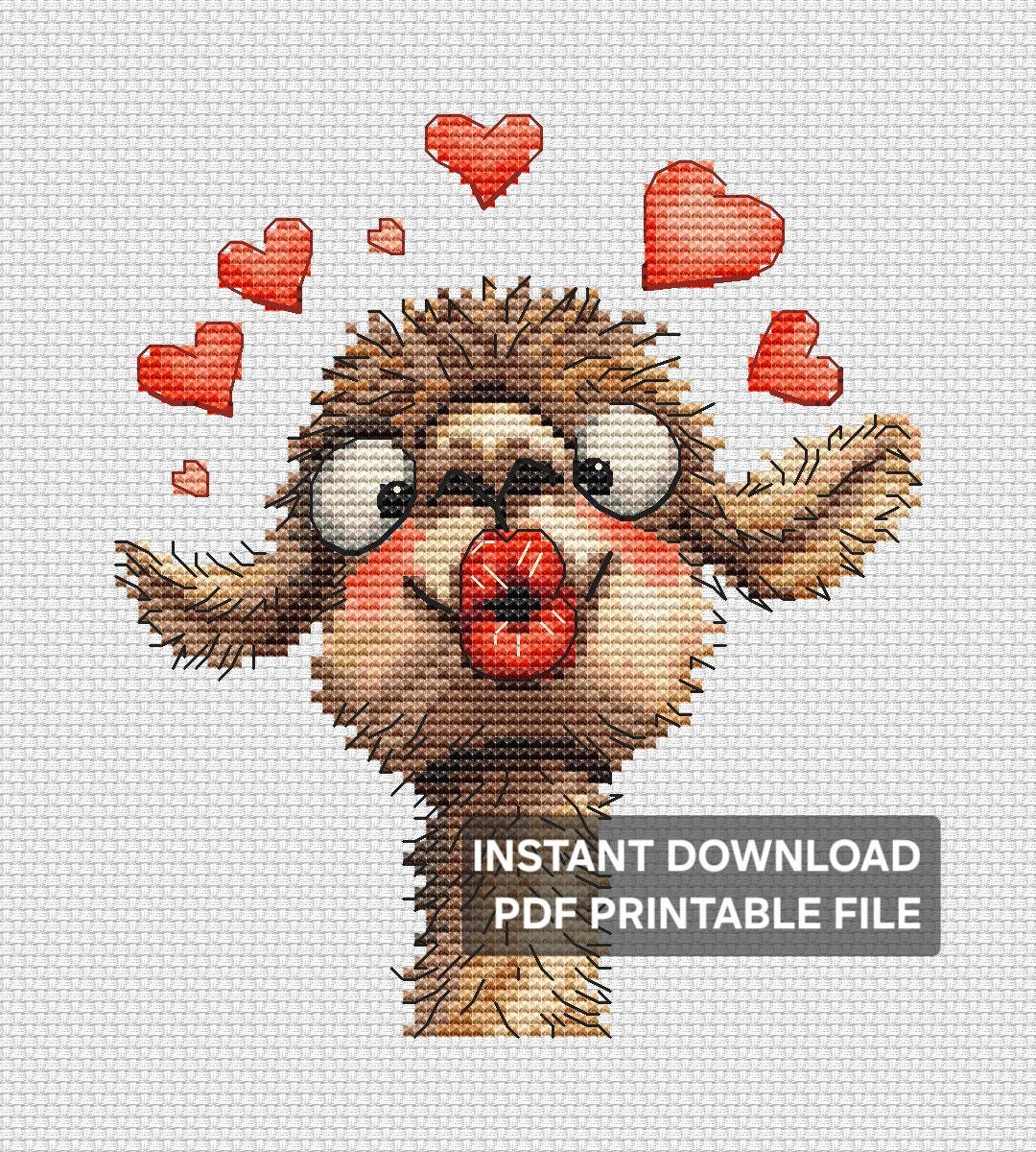 Alpaca Cross Alpaca Cross Stitch Pattern – Hearts, Kisses, Love PDF (digital ...