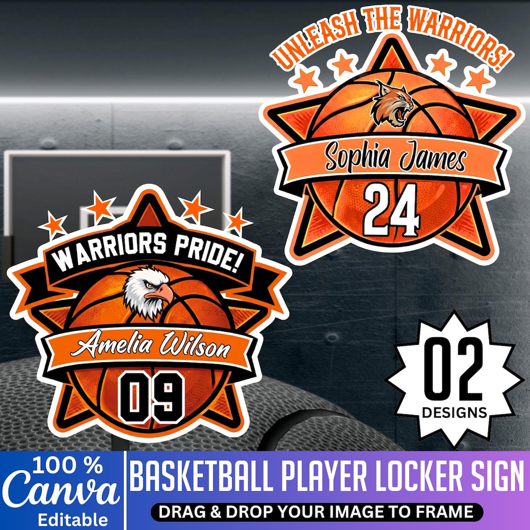 Basketball Tech Sign Basketball Player Locker Sign Template, Canva Editable Basketball Pep ...