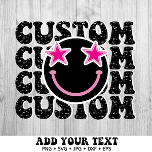Aangepaste schoolmascotte PNG, gepersonaliseerde SVG, School Spirit PNG Svg, Team Star Eyes, sportteam svg, pastel smiley, Instant Download