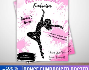 Fill My Dancer Fundraiser Canva Editable Template, Custom Dance Team Fundraiser, Fill in my Fundraiser Dance Board Team, Digital File
