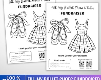 Fill My Ballet Shoes Fundraiser Template, Canva Editable Dance Donation Tracker, Ballet Team Sponsorship Board, Dance Studio, Digital File