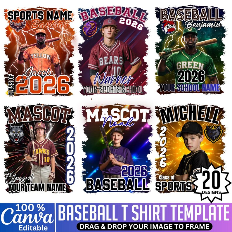 Baseball T Shirt Template, Canva Editable Sports Shirt Design, Custom ...