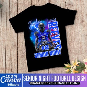 Mall för fotbollströjor för seniorkvällar med 10 stycken, redigerbar Canva-maskotfotbollströja, sublimering av fotboll för gymnasiet, sport på matchdagen bild 5