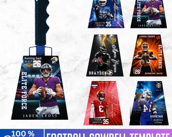 06 Cowbell Canva Editable Template, Football Cowbell Designs, Custom Cowbell Design, Drag & Drop Game Day Spirit Template, Digital Download