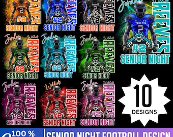 10 Senior Night Football Shirt Template, Canva Editable Mascot Football T Shirt, Custom Football High School Sublimation, Game Day Sports