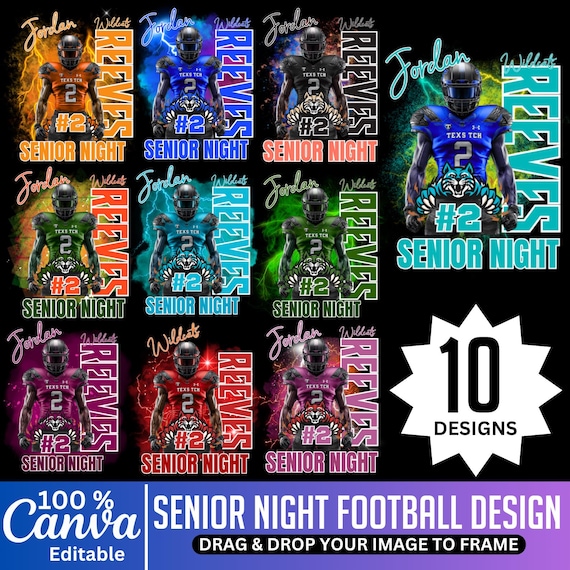 10 Senior Night Football Shirt Template, Canva Editable Mascot Football T Shirt, Custom Football High School Sublimation, Game Day Sports