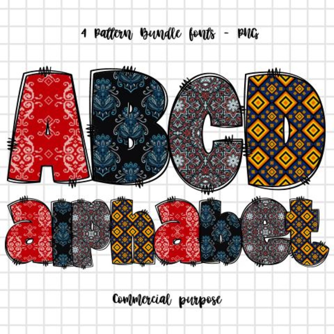 Pattern Alphabet Clipart, Decorative Letter Bundle, Stylish Sublimation ...