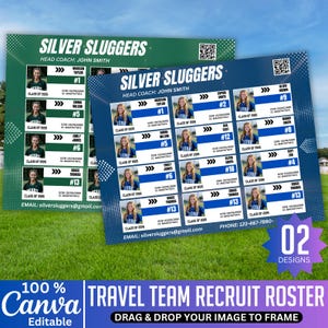 Travel Team Recruit Roster Canva Template, Softball, Baseball, Basketball, Editable Sports Athlete Profile, Custom Team Roster, Digital File
