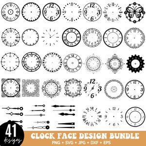 41 Clock Face SVG Bundle, Orologio Svg, Orologio Face Clipart, Modello di Orologio Face, Numeri Orologio Svg, Orologio con Numeri Romani, Silhouette