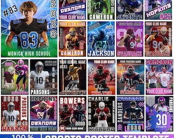 30 Sport Canva Poster Vorlage, bearbeitbare Sportdesigns, Spieltag Sportdesigns, Endergebnis, benutzerdefiniertes Fußballsportposter, digitale Datei