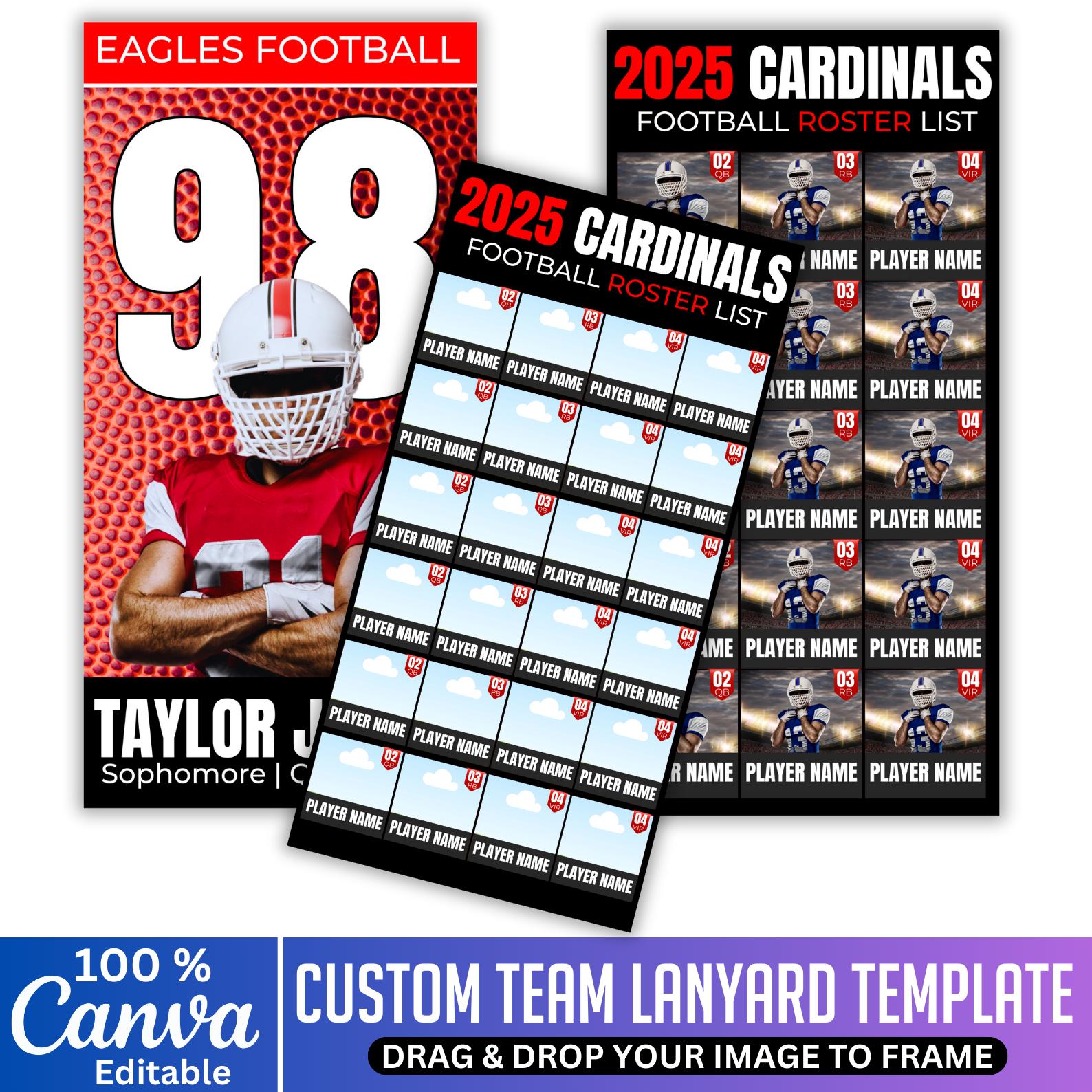 Football Roster Canva Template, Editable Sports Team Roster Card ...
