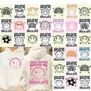 200 Dear Person Behind Me Svg Bundle, design gentilezza, design faccine sorridenti Svg, citazioni positive, design ondulato Svg tagliato per Cricut
