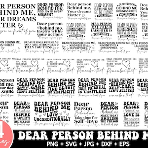 Caro personaggio dietro di me SVG, Personaggio dietro di me SVG, Gentilezza SVG, Alla persona dietro di me, Citazioni positive SVG, Maglietta "Person Behind Me" SVG