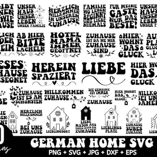 Deutsch Haus Plotterdatei Svg Bundle,  Zuhause  Sprüche svg, Plotterdatei Home svg, Haus Herz Liebe svg, Family Welcome svg,