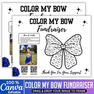 Fill My Bow Fundraiser Template, Canva Editable Cheer Fundraiser, Pick a Number Donation Tracker, Cheerleading Team School Fundraiser