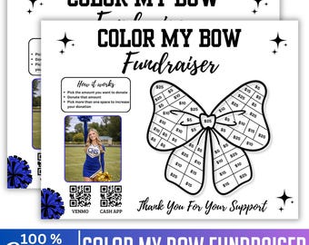 Fill My Bow Fundraiser Template, Canva Editable Cheer Fundraiser, Pick a Number Donation Tracker, Cheerleading Team School Fundraiser