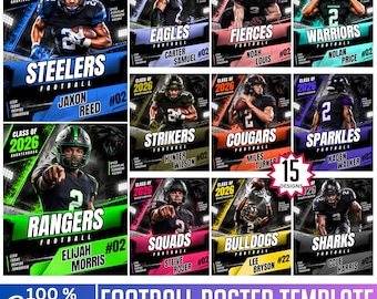 15 Football Banner Canva Template, Editable Game Day Poster, Sports Party Decor, Football Season Sign Banner, School Spirit Team Celebration