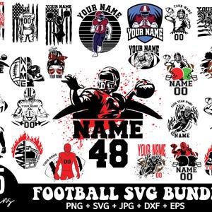 20+ Football Player SVG Bundle, Custom Football Player Name, Football Clipart, Football Shirt, Football Half Player, Digital Download